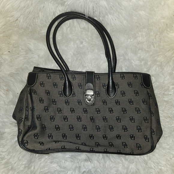 Dooney & Bourke Handbags - Dooney & Bourke Dark Brown Signature Jacquard Leather Shoulder Bag